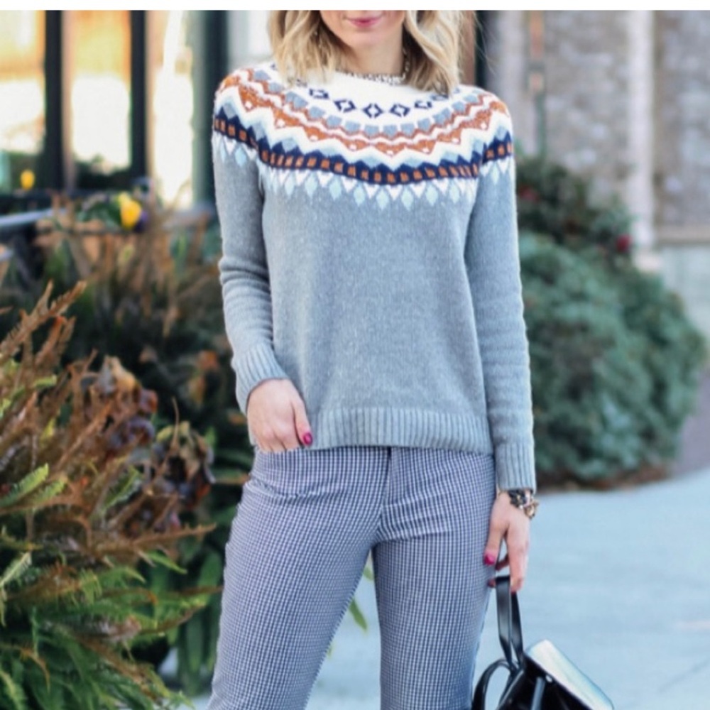 J. Crew metallic fair isle sweater